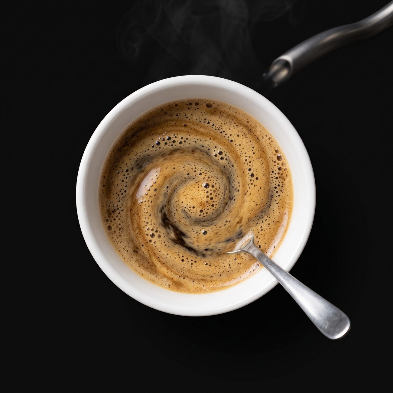 Creamy cup of Cleverini Focus with a spoon swirl