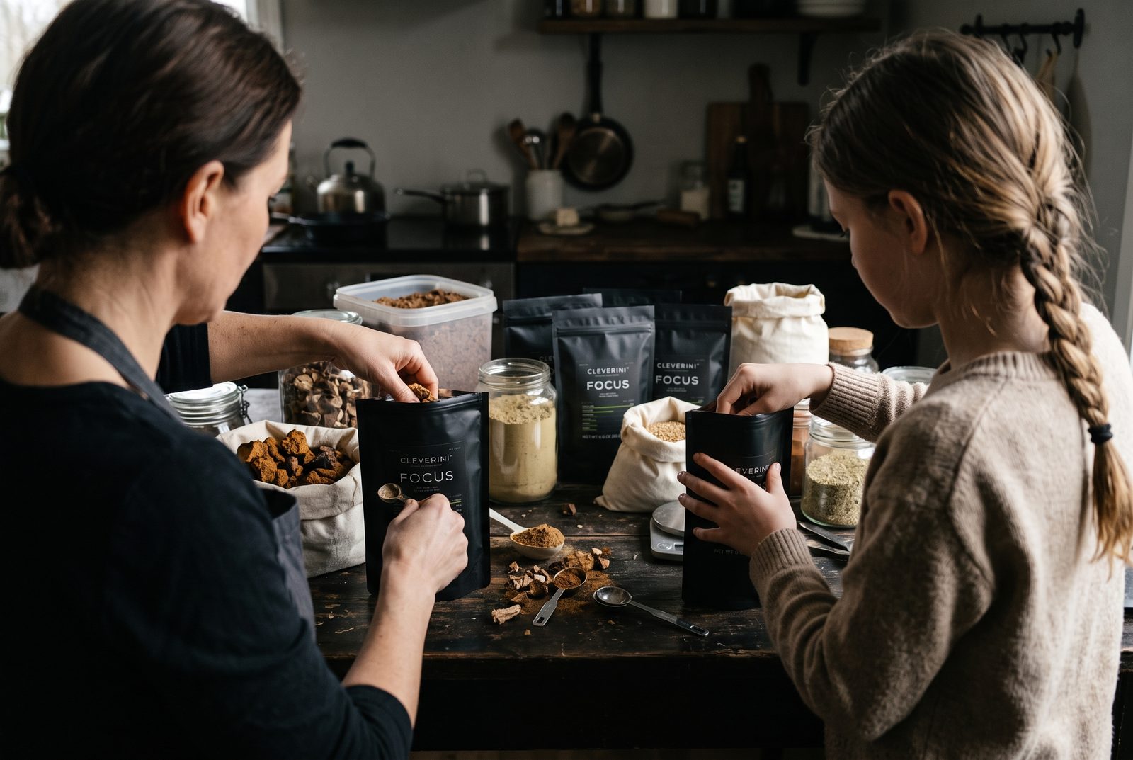 Blending and packing Cleverini Focus by hand