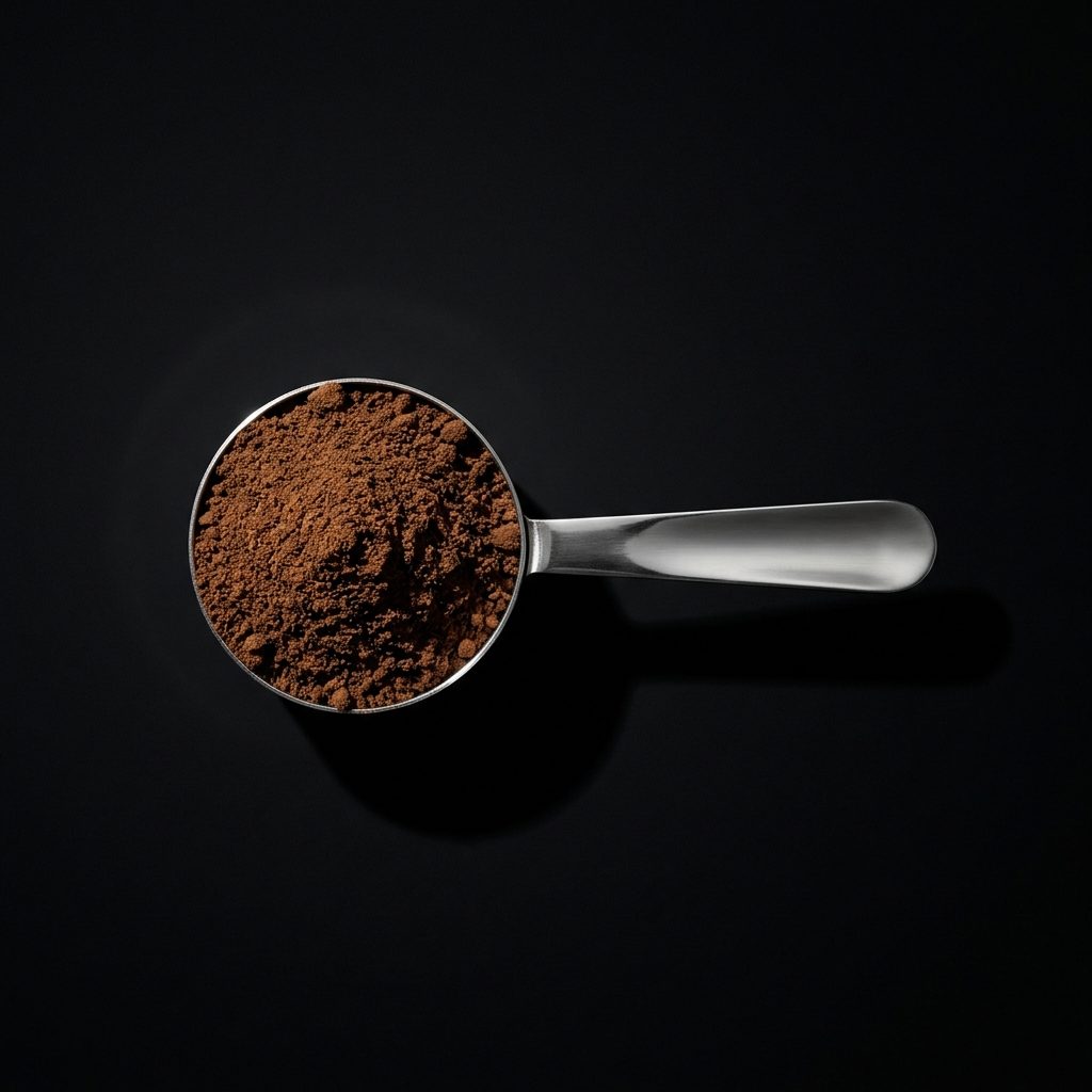 Typical 6 g mushroom coffee scoop, shown to scale